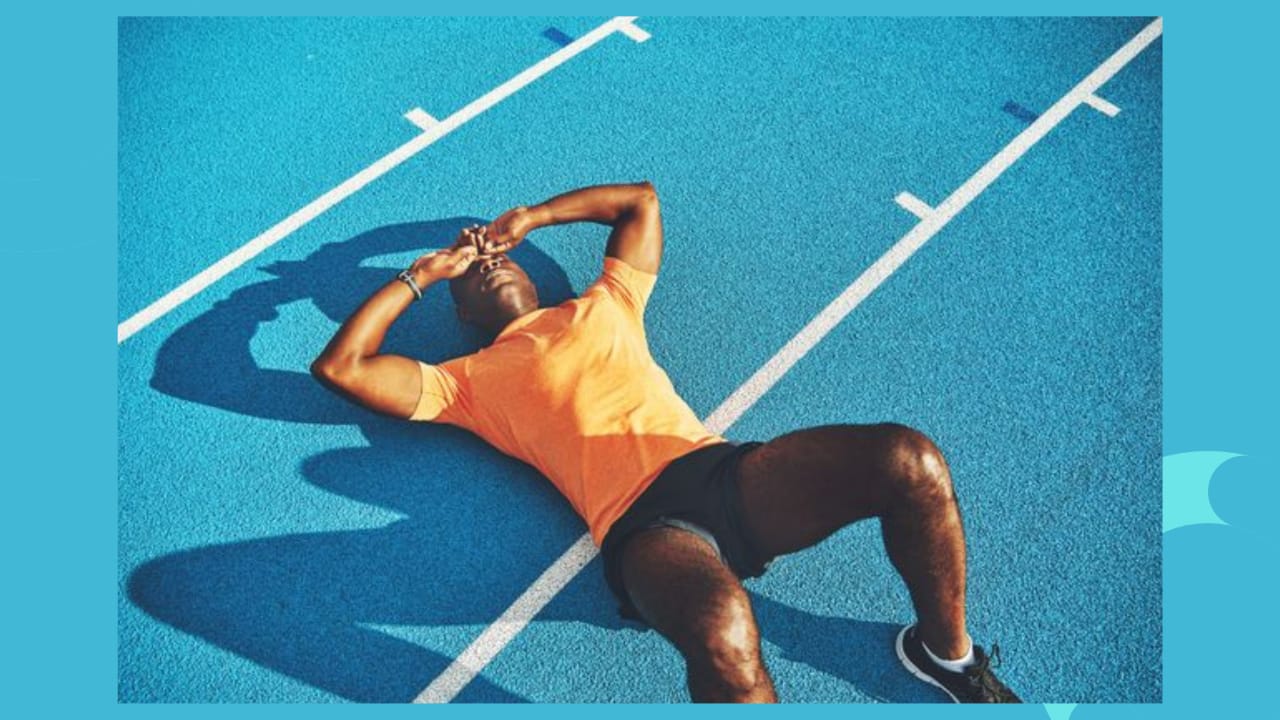 a person lying on a track